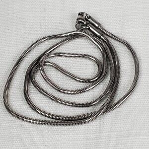 Silver Tone Snake Chain Necklace Lobster Latch